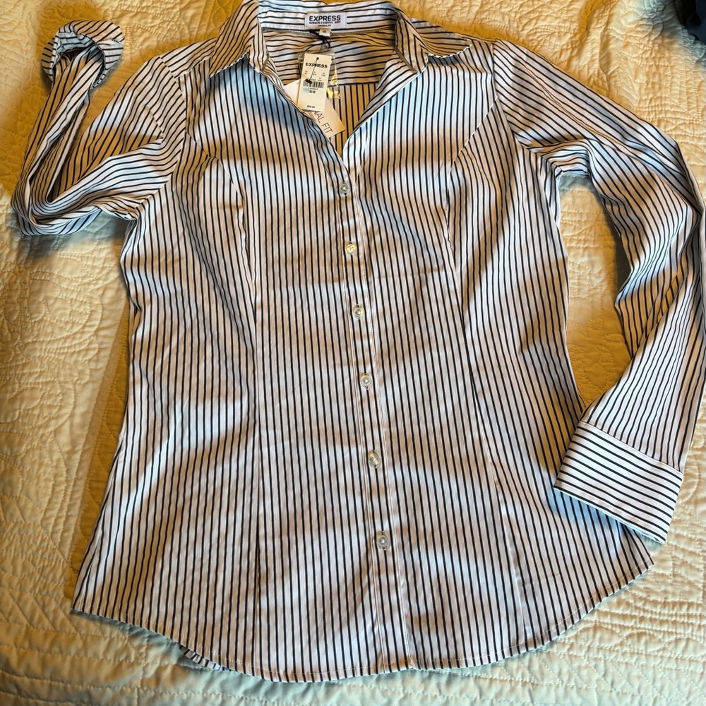 Express Women's Striped Button Down Shirt